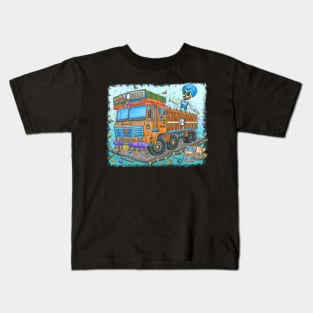 Indian Trucker Skeleton - Dia De Los Muertos - Colorful Indian Truck Paint Kids T-Shirt